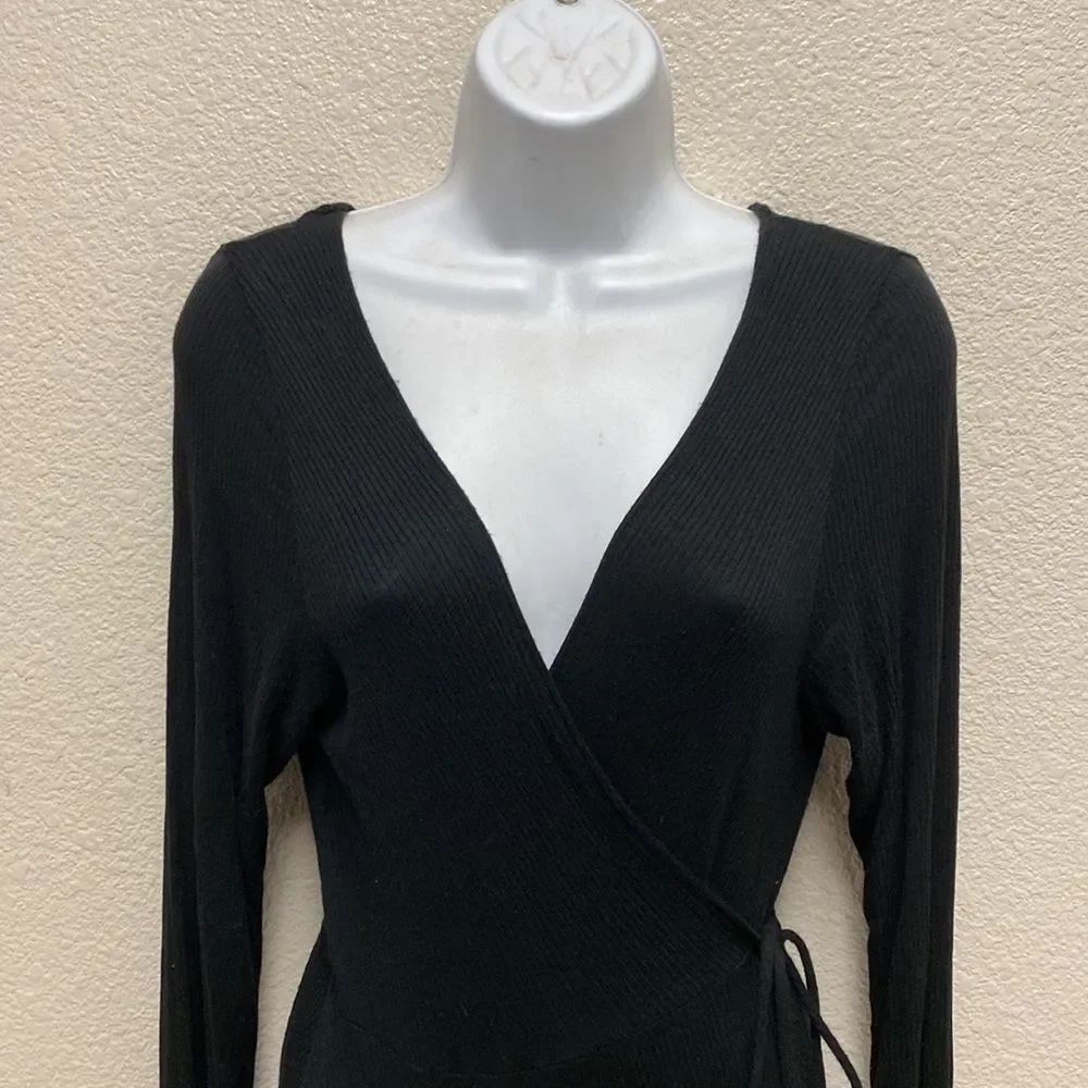 Lulu’s Ribbed Wrap Maxi Dress Large - Picture 4 of 6